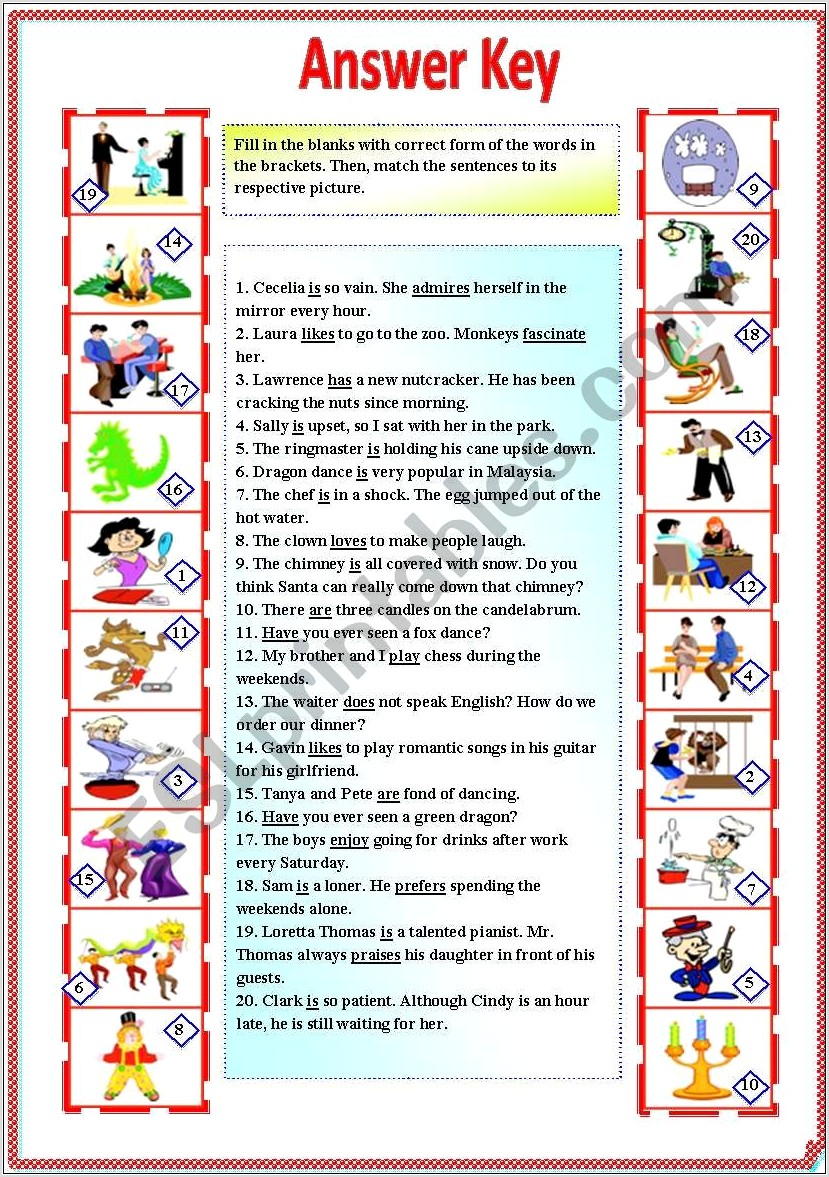 Subject Verb Agreement Worksheet With Answer Key