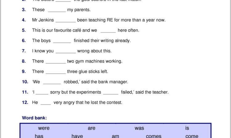 Subject Verb Agreement Worksheets Primary Resources