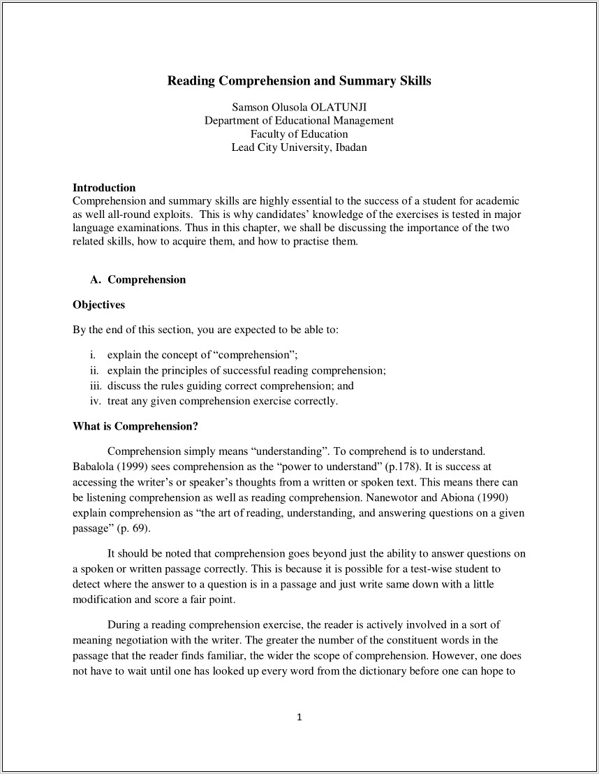 Summary Writing Worksheets For College Students
