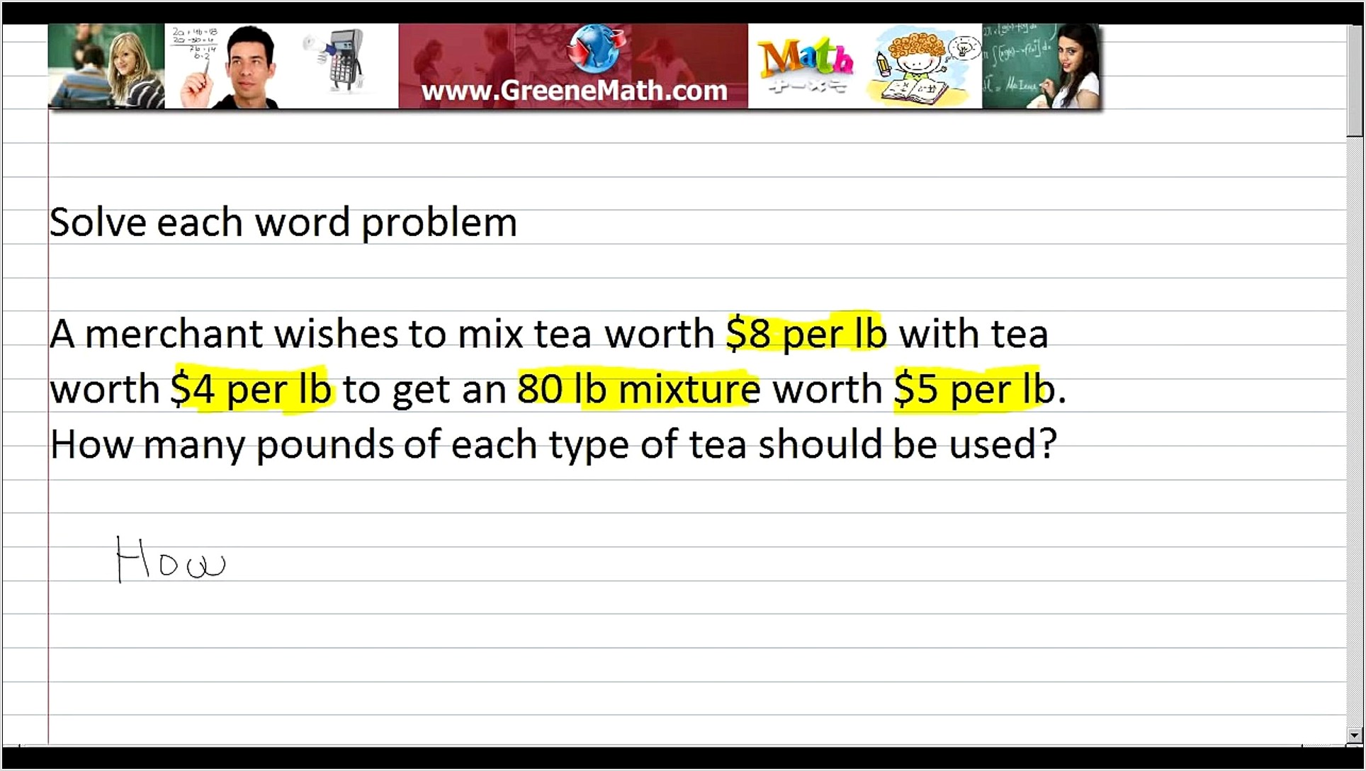 Systems Of Equations Word Problem Video