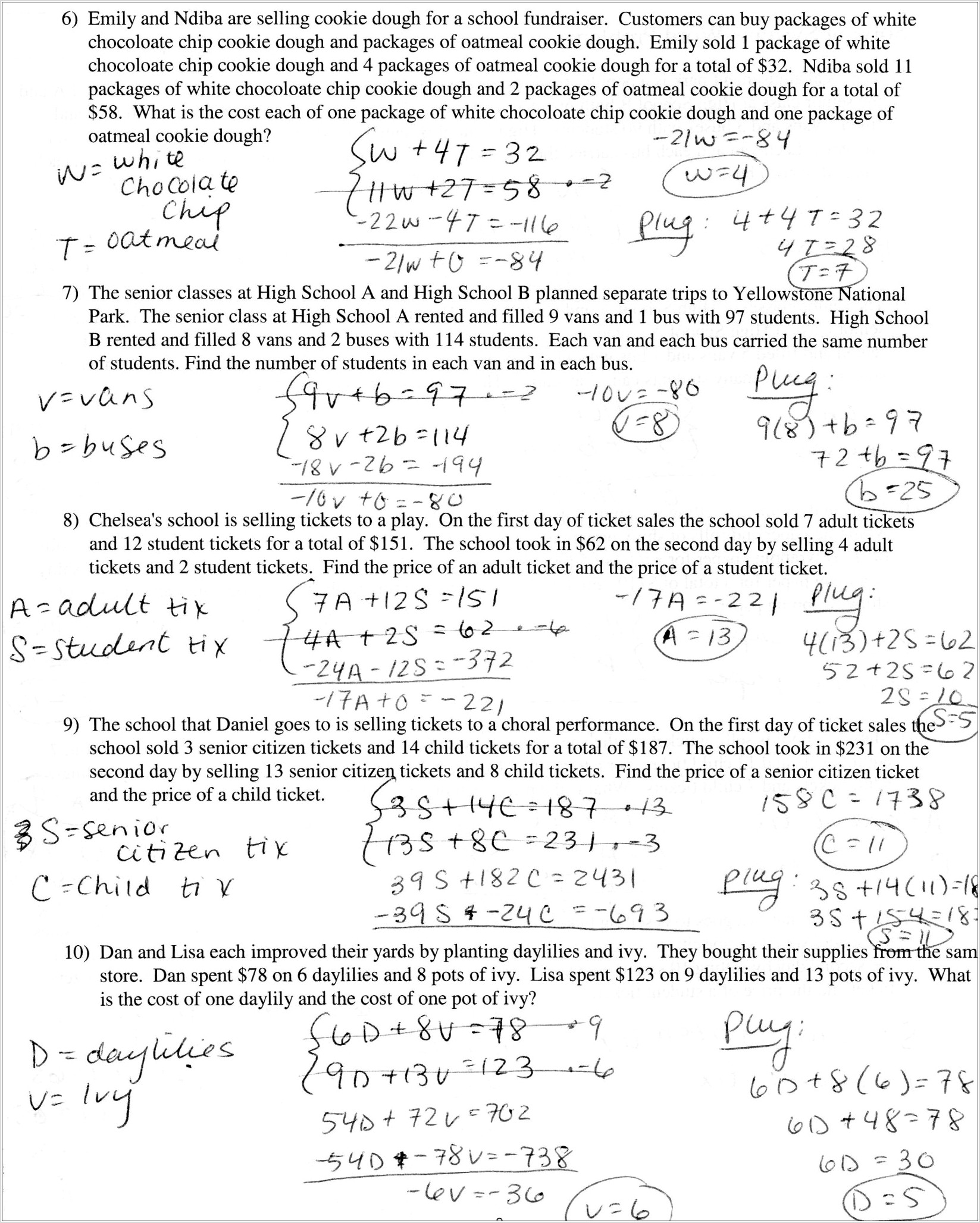 Systems Of Equations Word Problems 3 Variables