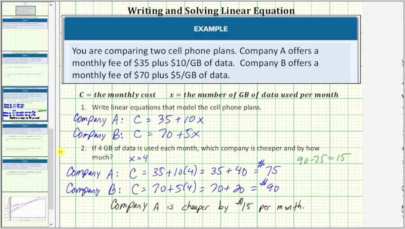 Systems Of Equations Word Problems Cell Phone