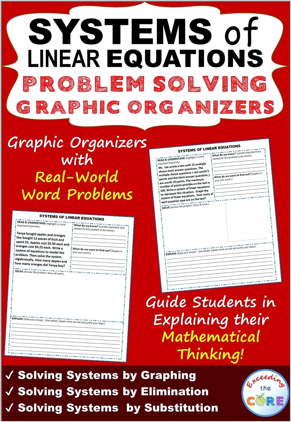 Systems Of Equations Word Problems Graphic Organizer