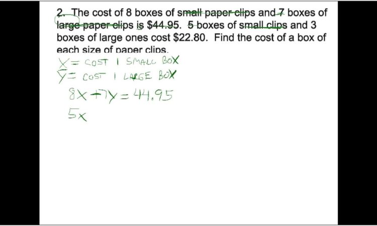 Systems Of Equations Word Problems Money