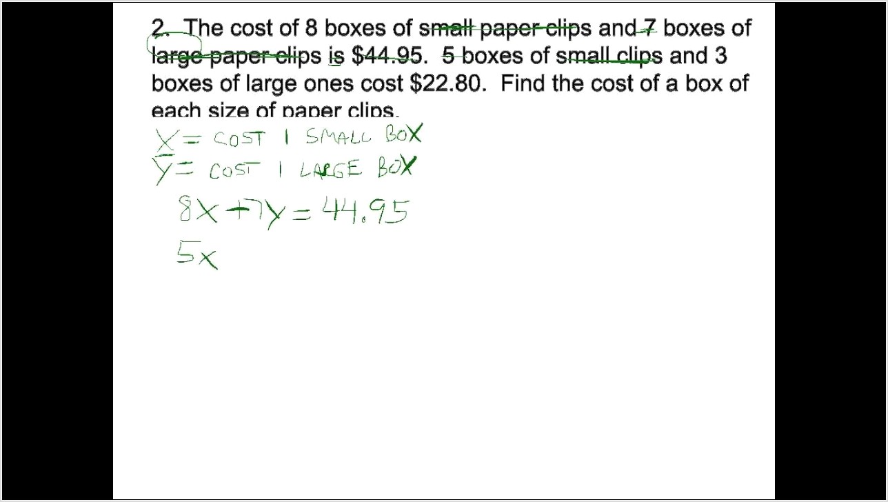 Systems Of Equations Word Problems Money