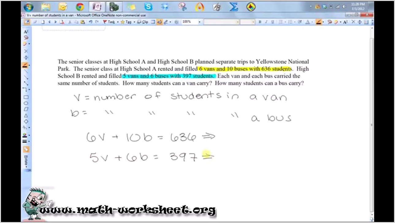 Systems Of Equations Word Problems Tutorial