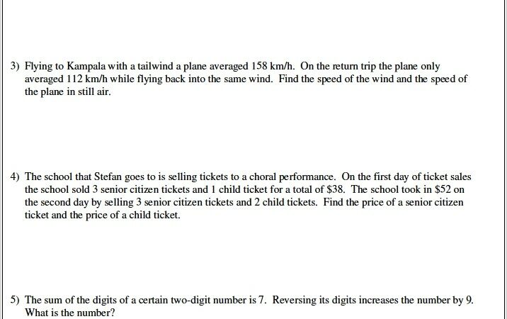 Systems Of Equations Word Problems Using Matrices