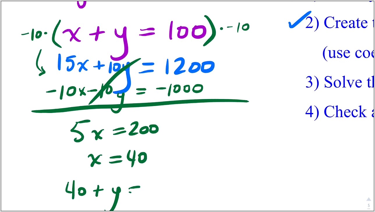 Systems Of Equations Word Problems Using Money