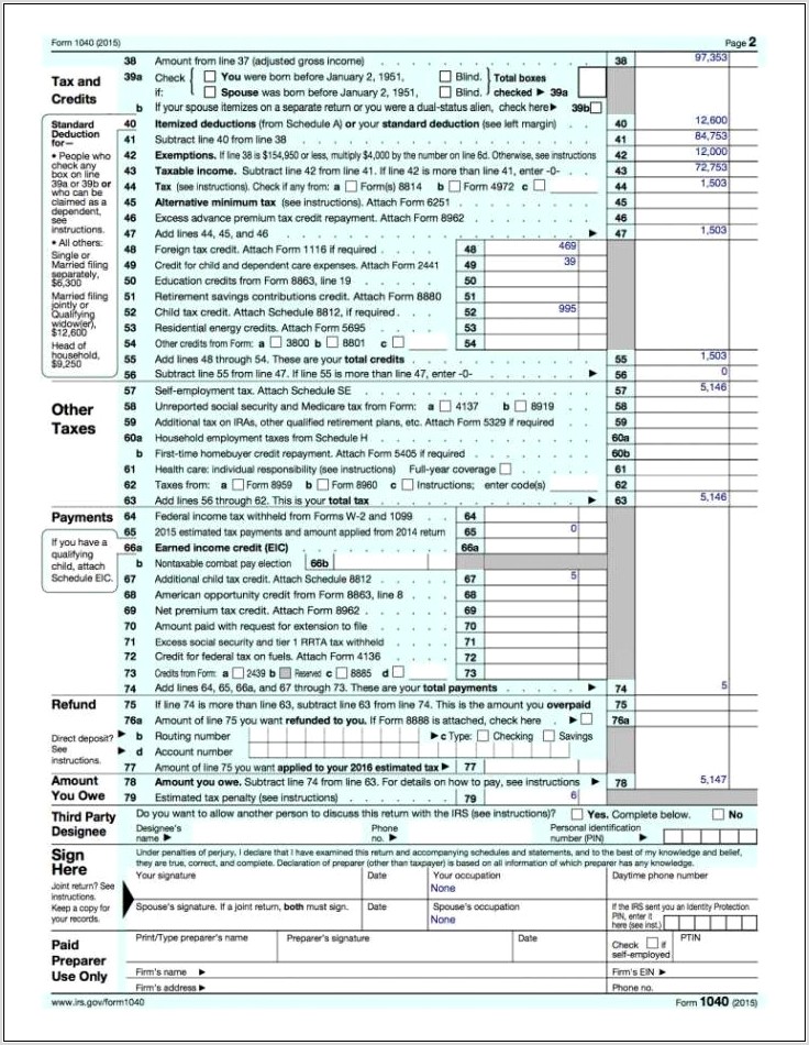 Tax Computation Worksheet Line 44 2013