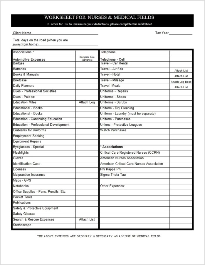 Tax Deduction Worksheet For Firefighters