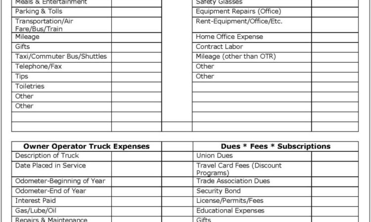 Tax Deduction Worksheet Self Employed