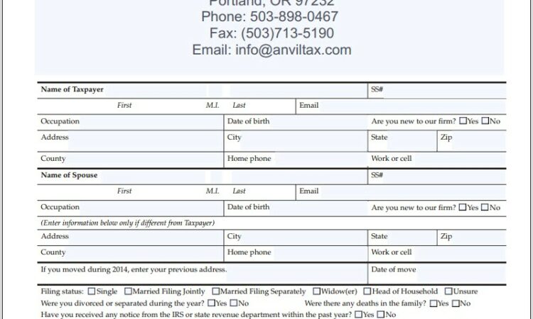 Tax Organizer Worksheet 2014