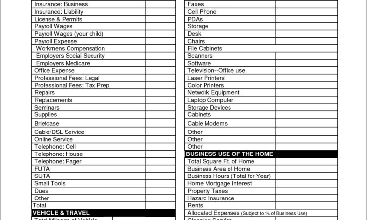 Tax Organizer Worksheet Small Business