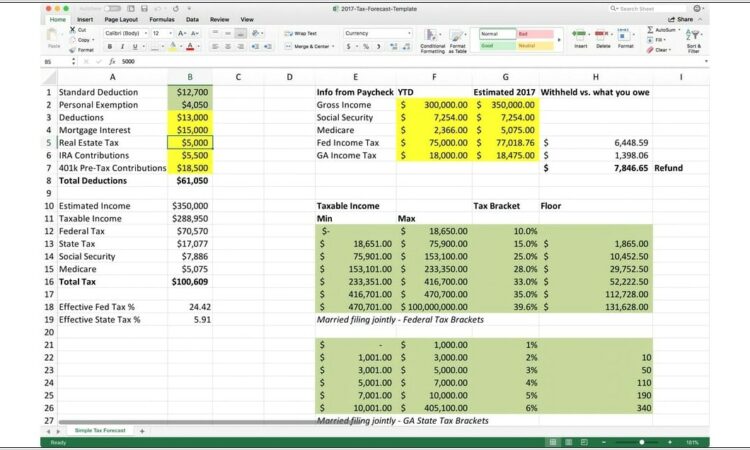 Tax Provision Worksheet Excel