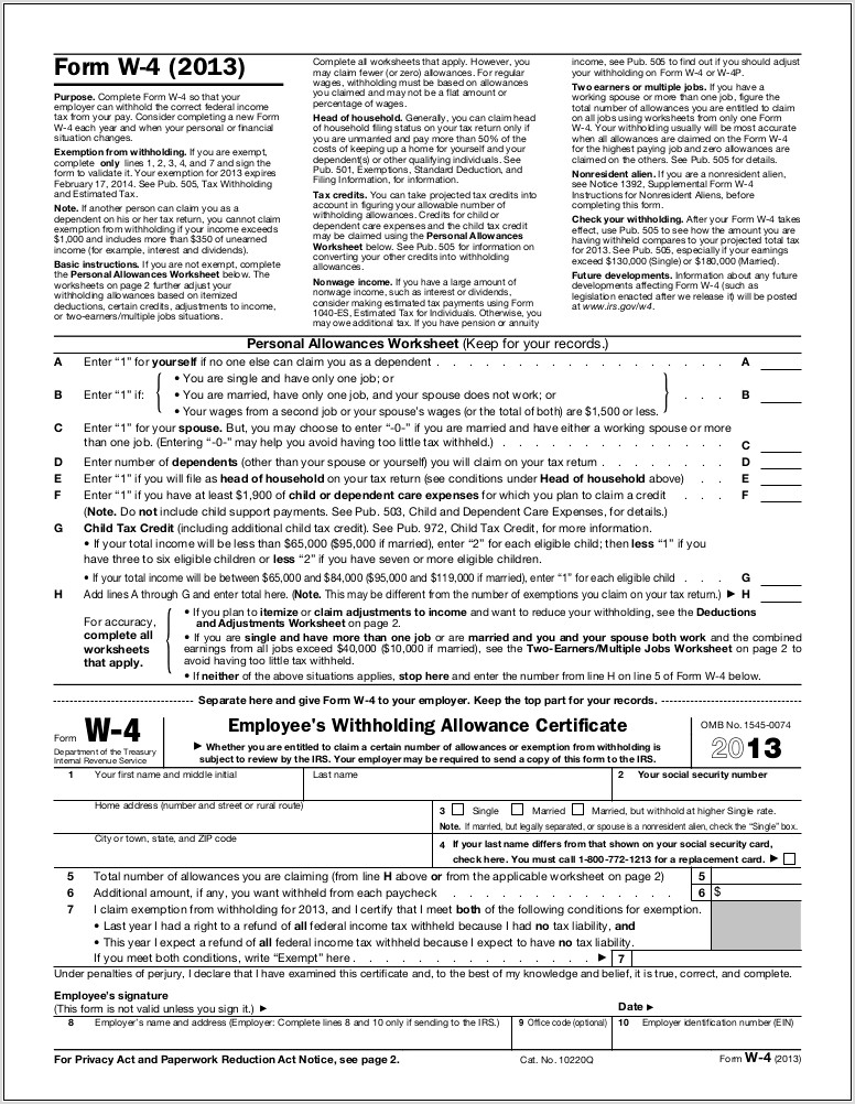 Tax Withholding Worksheet 2015