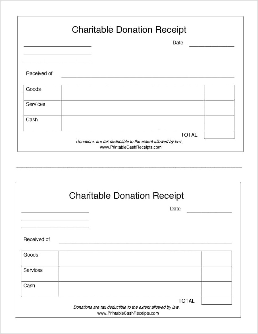 Tax Worksheet For Charitable Donations