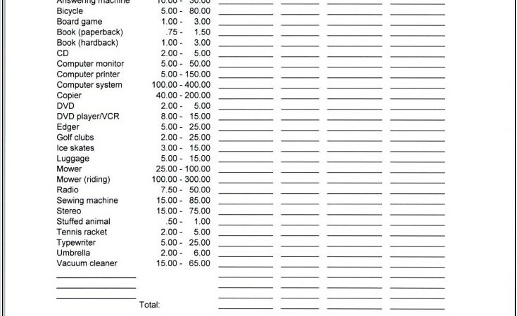 Tax Worksheet For Clothing Donations