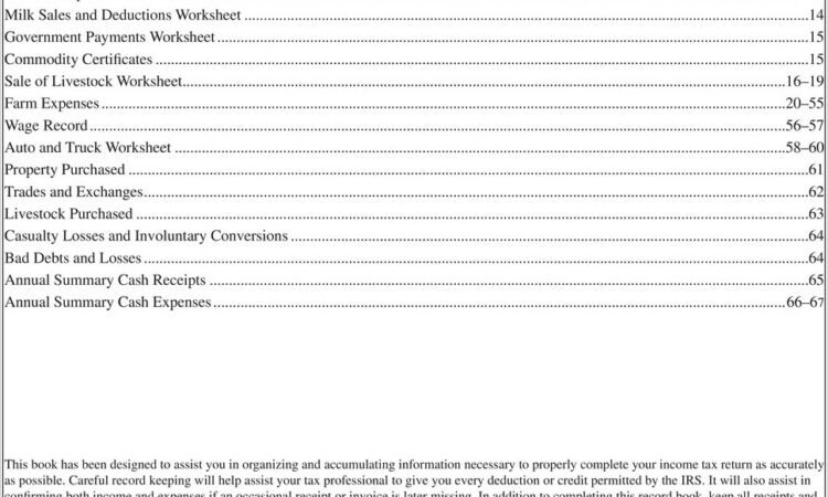 Tax Worksheet For Farmers