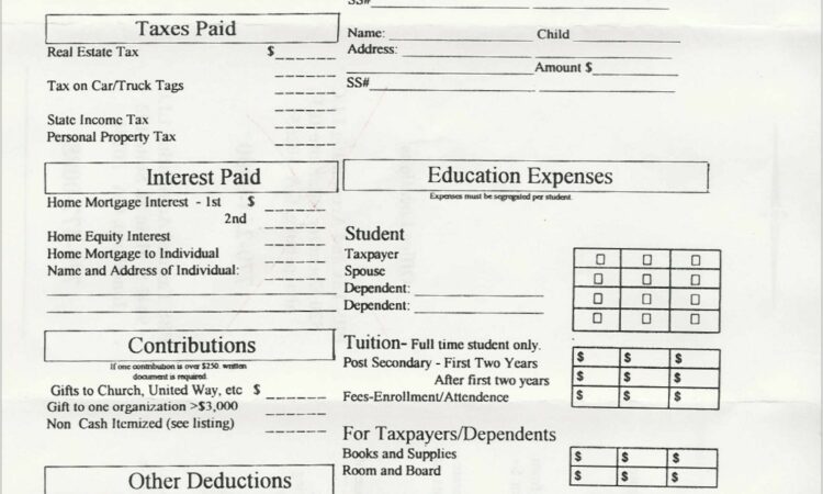 Tax Worksheet For Llc