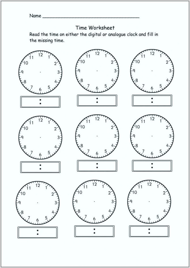 Teaching Analogue Time Worksheets