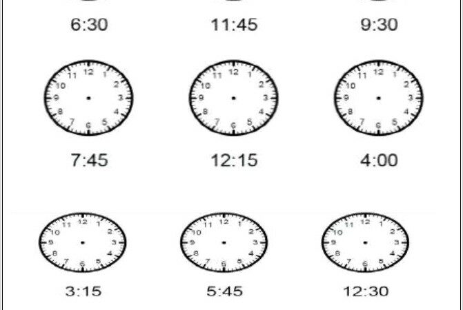 Teaching Time Clock Worksheets