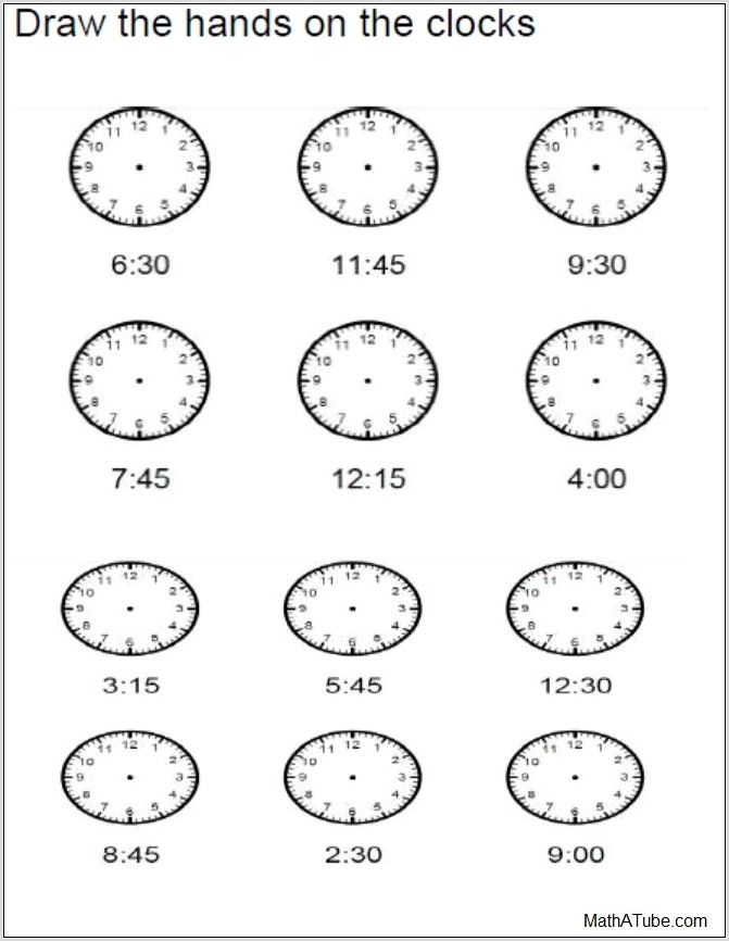 Teaching Time Clock Worksheets