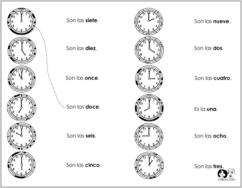 Teaching Time In Spanish Worksheets