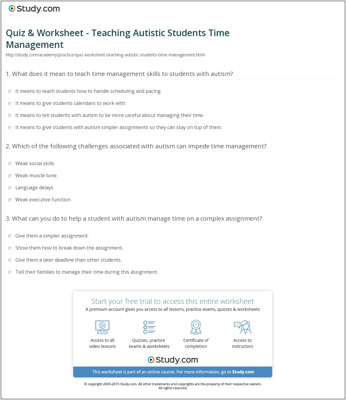 Teaching Time Management Worksheets