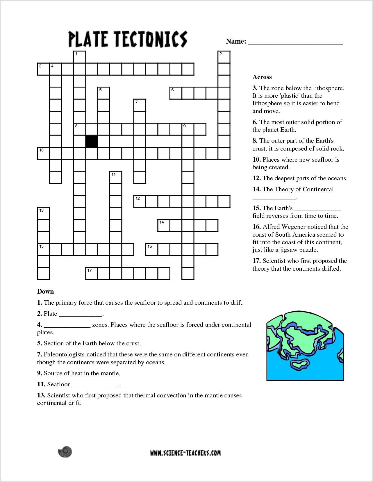 Tectonic Plates Puzzle Worksheet Answers