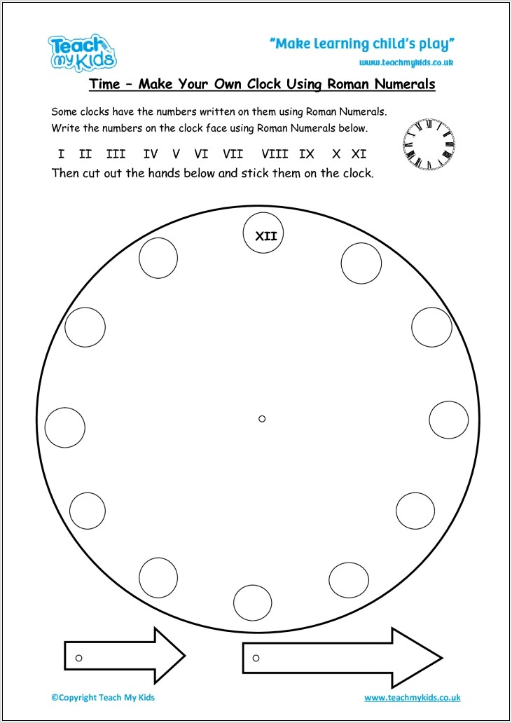 Telling The Time Worksheets With Roman Numerals