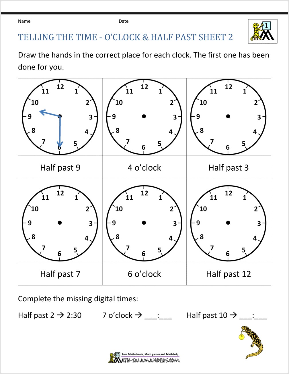 Telling The Time Worksheets Year 2 Uk