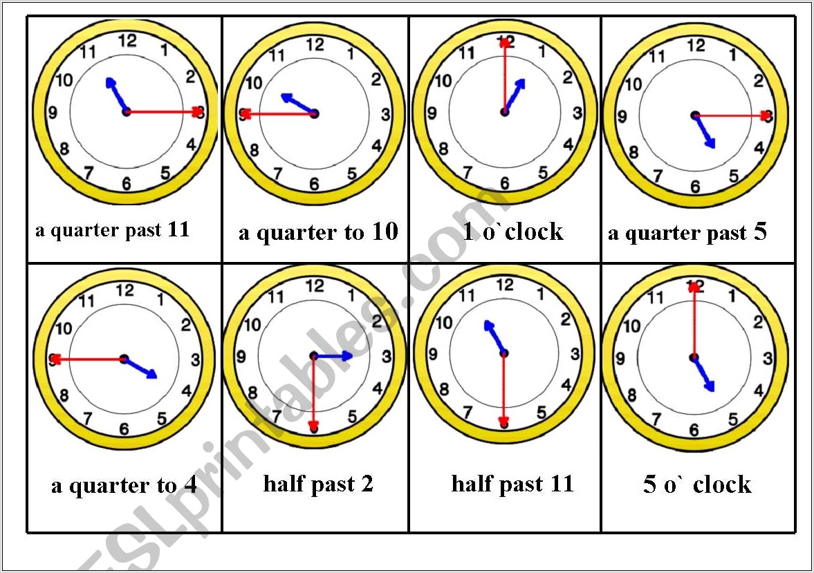 Telling Time Bingo Worksheet