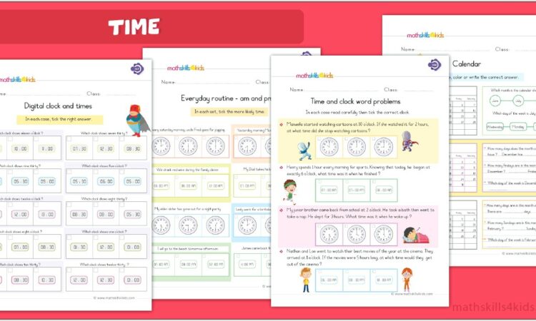 Telling Time Calendar Worksheets