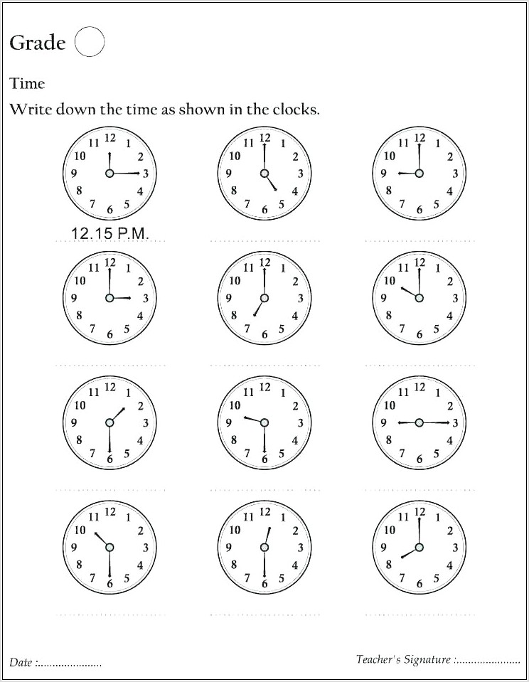 Telling Time In Spanish Worksheet With Answers