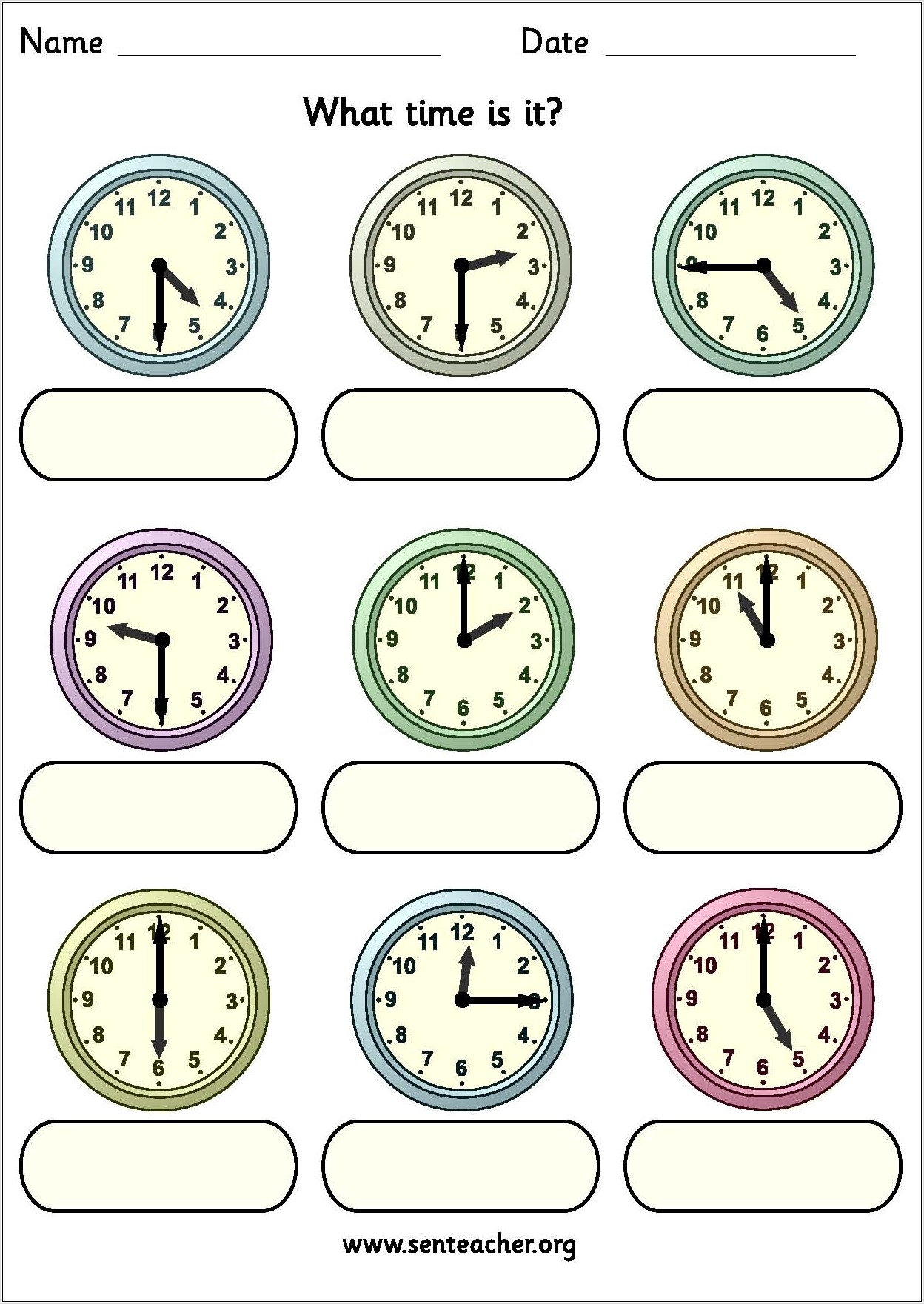 Telling Time Of Day Worksheets