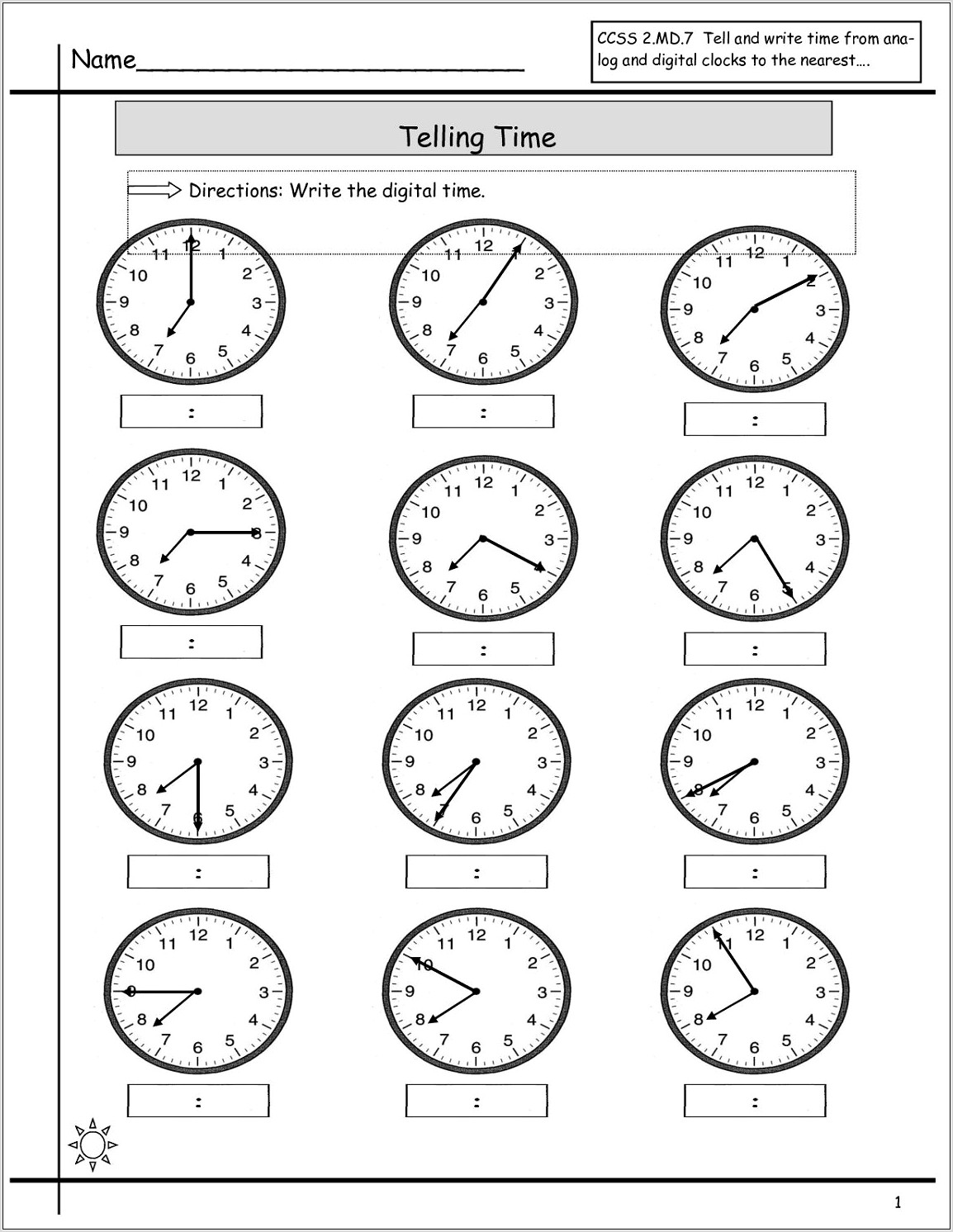 Telling Time Practice Worksheets Free