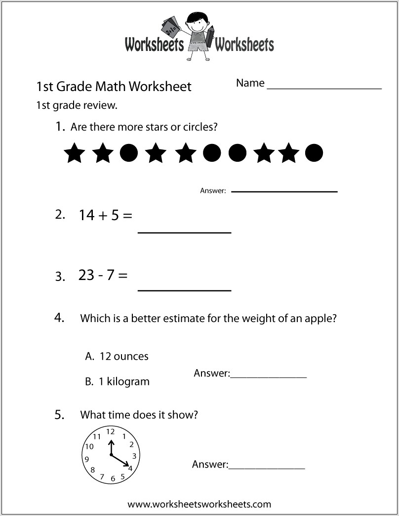 Telling Time Printable Worksheets First Grade