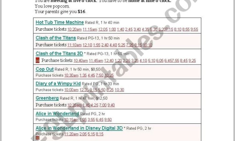 Telling Time Schedule Worksheet