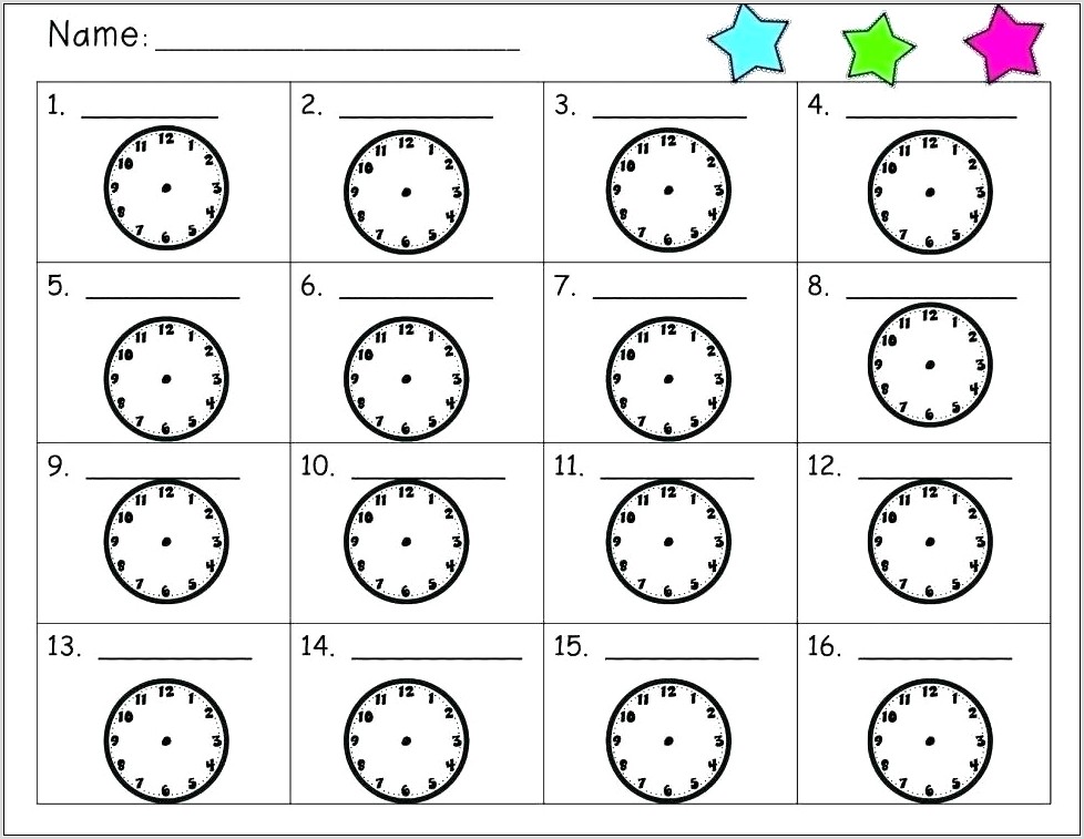 Telling Time To 5 Minutes Free Worksheets