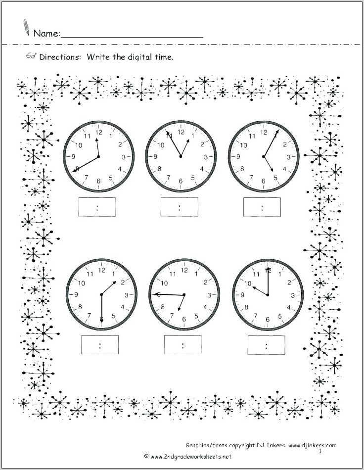 Telling Time To The Exact Minute Worksheets