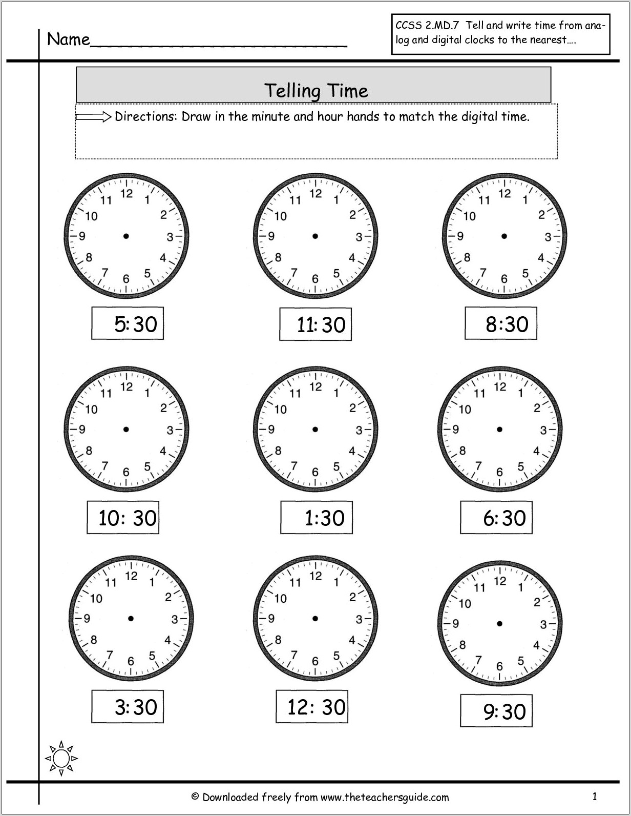 Telling Time To The Hour Worksheets Printable