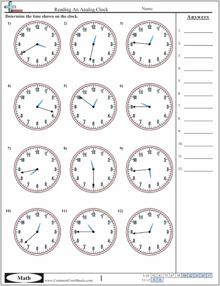Telling Time Worksheet 3rd Grade