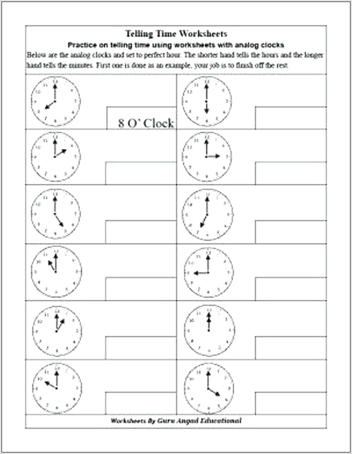 Telling Time Worksheet Cut And Paste