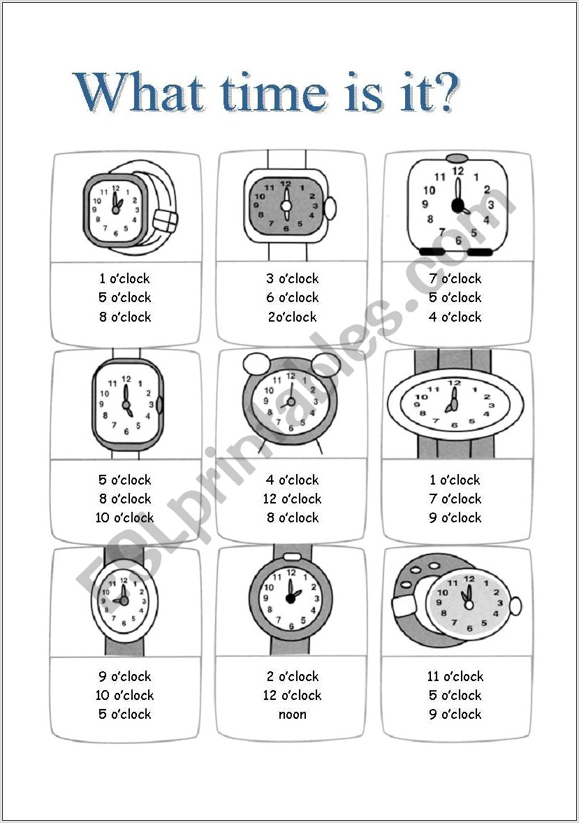Telling Time Worksheet Multiple Choice