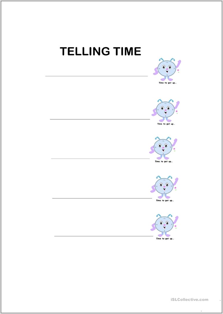Telling Time Worksheet Printable Free