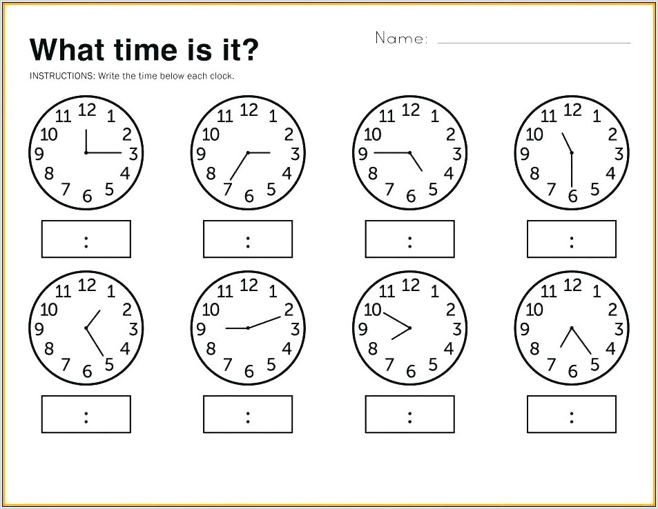 Telling Time Worksheet To Quarter Hour