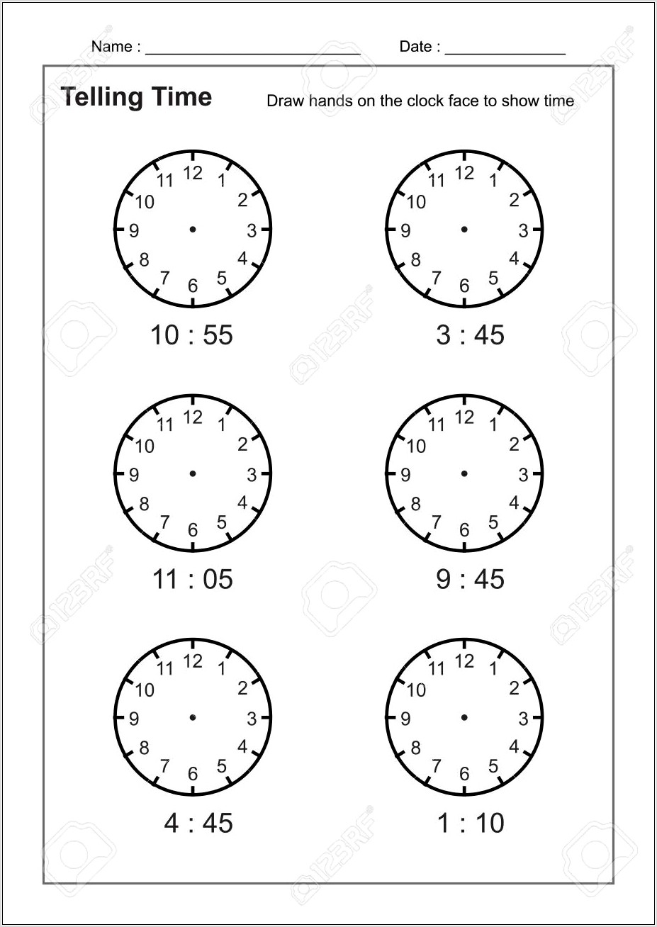 Telling Time Worksheets Nearest Half Hour