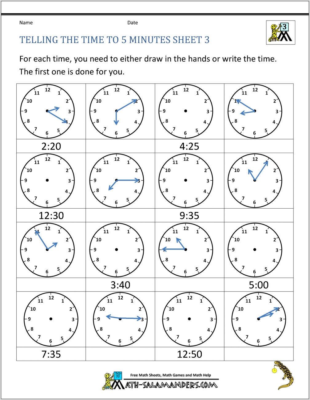 Telling Time Worksheets With Seconds