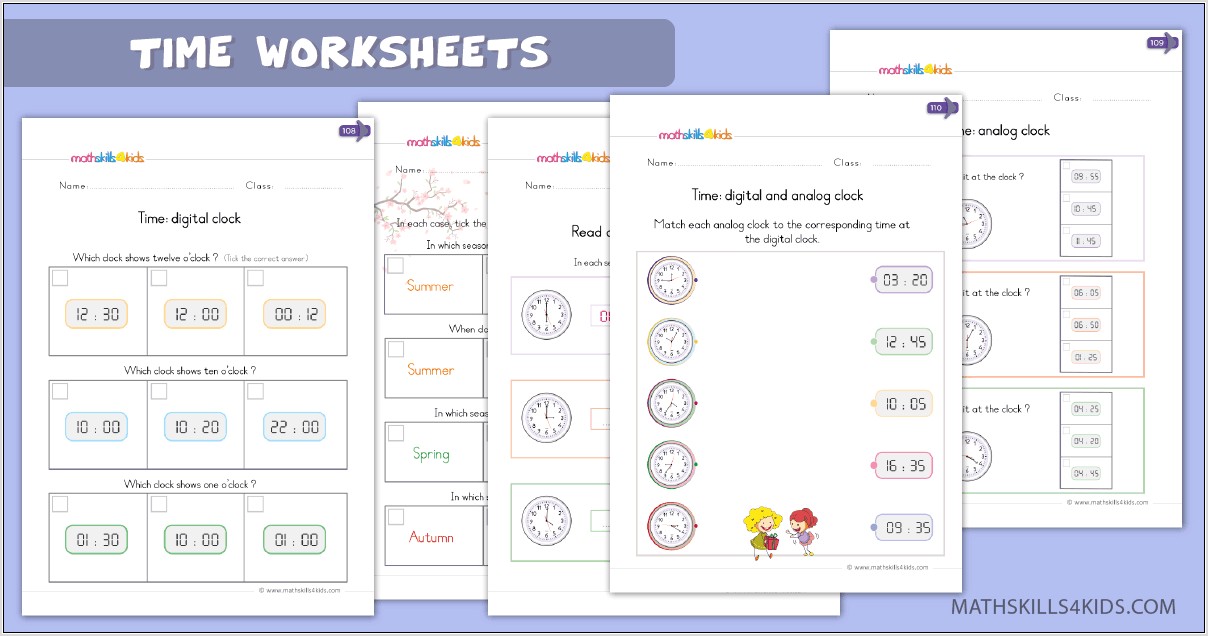 Telling Time Worksheets Word Problems