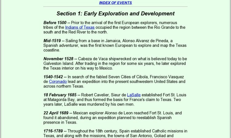 Texas Revolution Timeline Worksheet